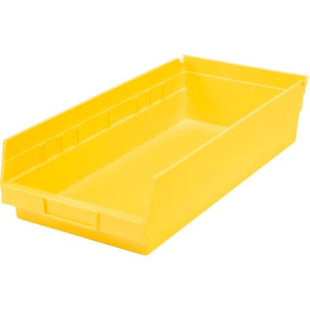 Global Industrial Shelf Storage Bin, Polypropylene, Yellow, 4 in H, 8-3/8 in W 184844YL